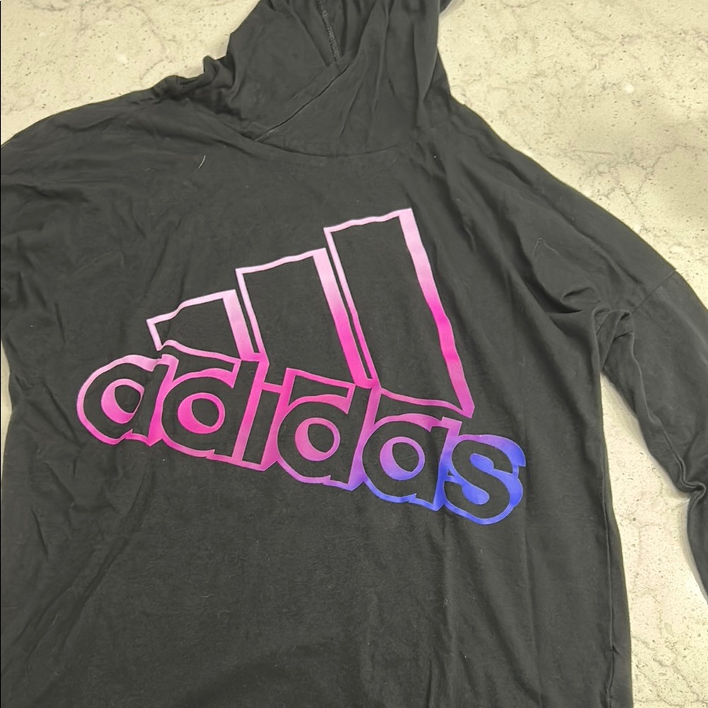 Adidas Black Hoodie with Gradient Logo